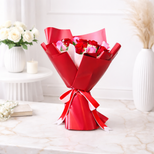 Blushing 11 Red Roses Bouquet