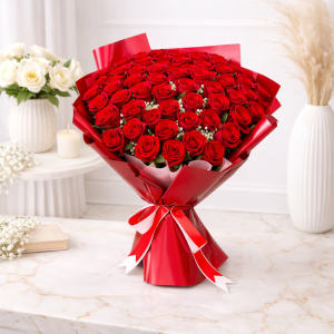Blushing 51 Red Roses Bouquet
